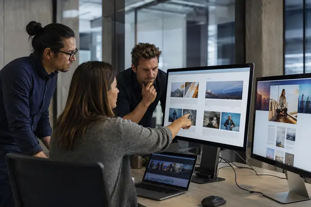 Photorealistic business concept for Experience Cloud: customer & partner self-service.