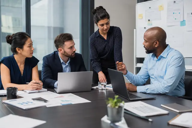 Photorealistic business concept for Zoho CRM: sales pipeline & customer context.