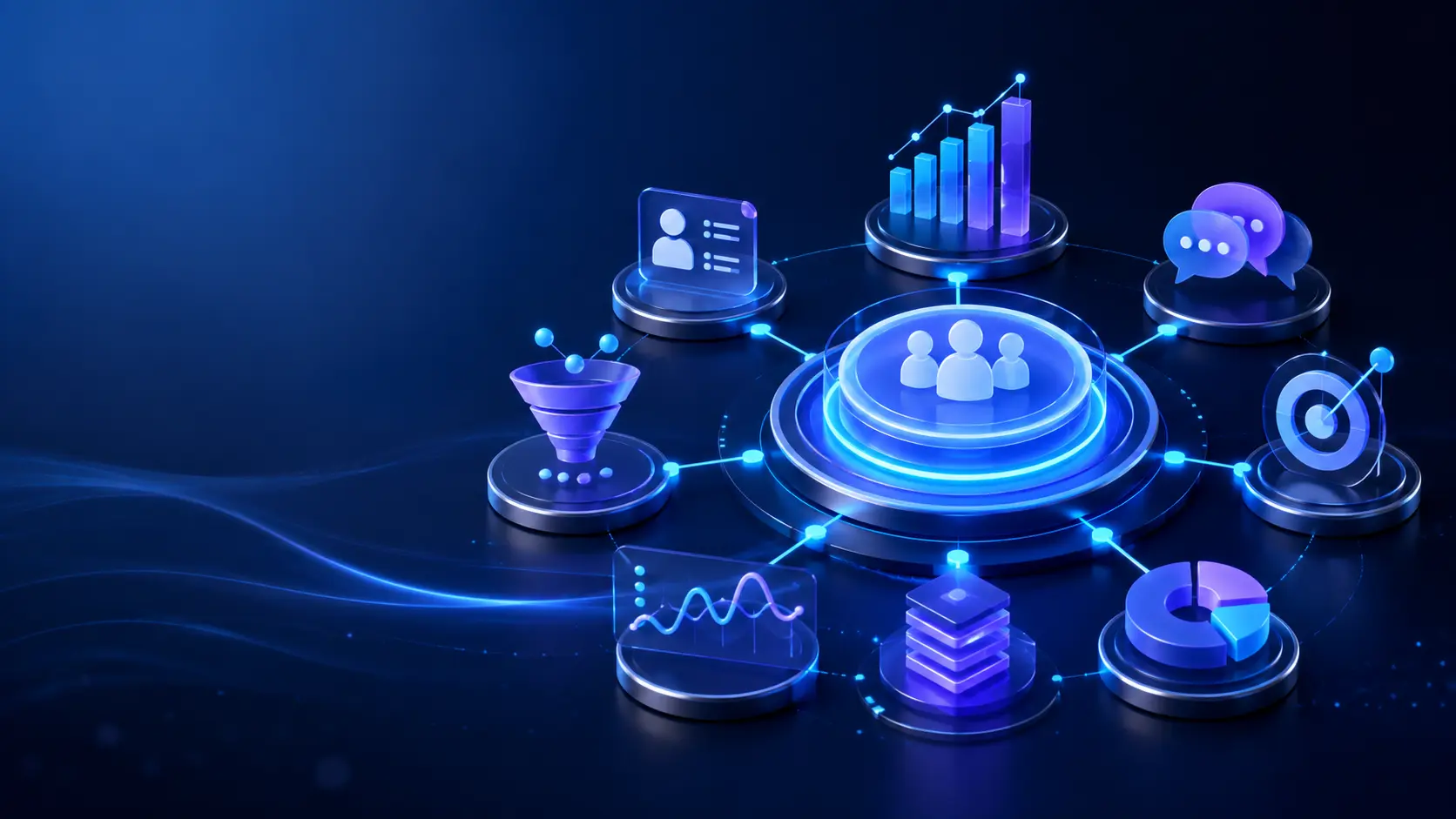 Original illustration of a connected Salesforce business ecosystem